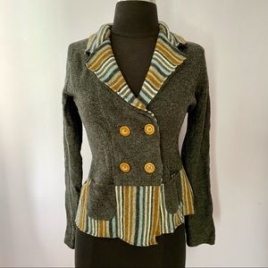 ANTHROPOLOGIE SPARROW 100% Lambs Wool Sweater Blazer Sz XS (can fit S too)